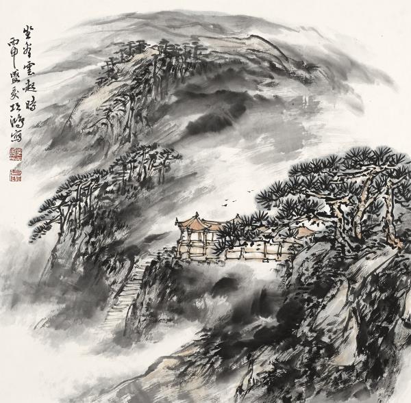 李项鸿，《坐看云起时》，2016年，68cm×68cm