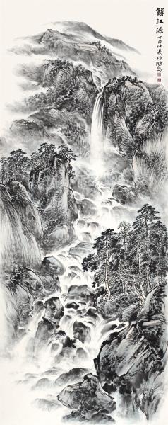 李项鸿，《钱江源》，2017年，365cm×145cm